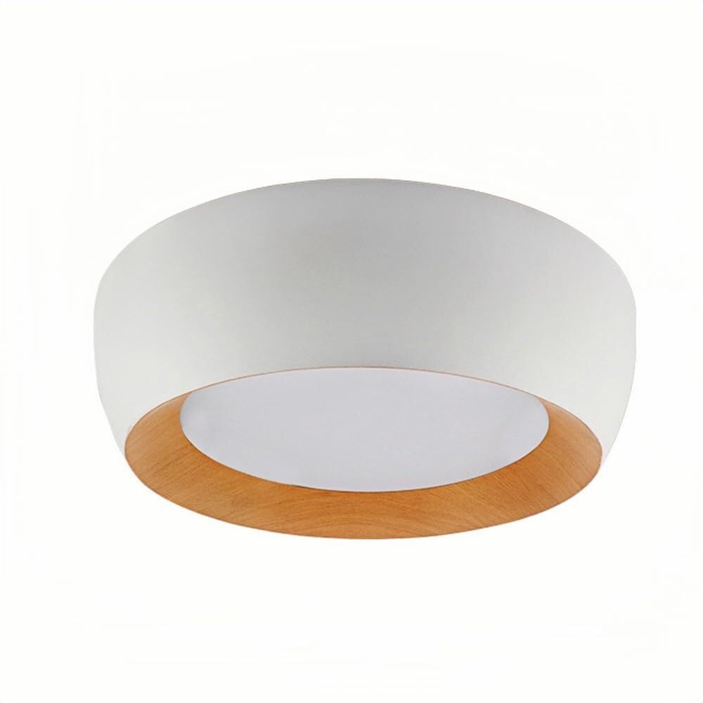LUOYAOB Modern and Minimalism Round Wood Grain Ceiling Lights Black White Iron Body Flush Mount Ceiling Lamps Acrylic Shade Ceiling Light Fixture for Bedroom Living Room Hallway(White,50cm/19.6in)
