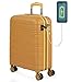 JASLEN - Maleta Cabina Avion Pequeña con 4 Ruedas 55x40x20 Extensible Hombre Mujer Rígida [Conector para Carga USB] Trolley Equipaje de Mano Candado con Seguridad TSA 171250, Color Mostaza
