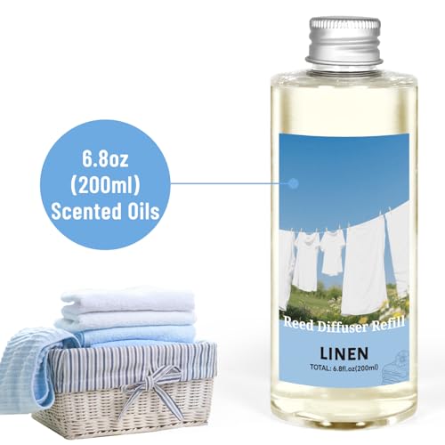 Image of STRN Reed Diffuser Refill, Linen Scent Diffuser 200ml (6.8 fl.oz), Room Fresheners for Home, Long-Lasting Fragrance for Living Room, Bedroom, Office