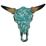 Farbe: Braun-Türkis Isideco Marmorisiert verzierter Western Bisonschädel