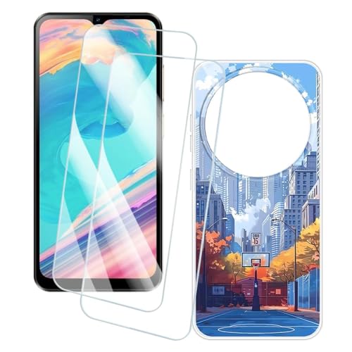 OAGELIM 2�Z�b�g �X�N���[���v���e�N�^�[ + �P�[�X Oukitel C5 2025 (6.52 �C���`) �Ƃ̌݊������� �A�[�e�B�X�e�B�b�N�J�X�^���v�����g�J�o�[�Ƌ����K���X�t�B���� �X�N���b�`�h�~ (�X)