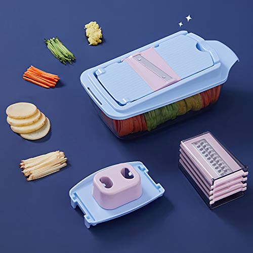 Cortador manual multifuncional para vegetales azul miniatura 1