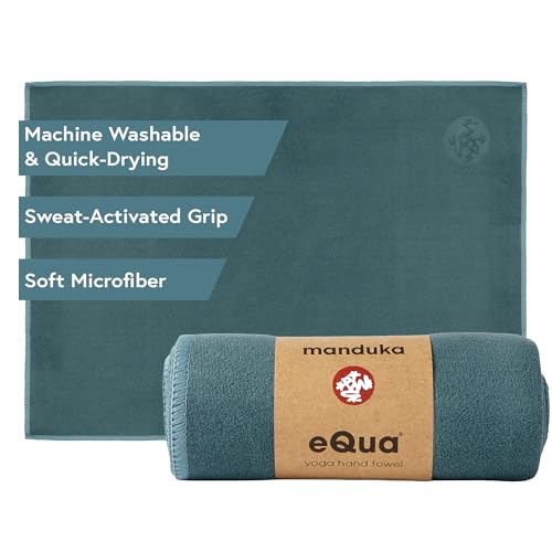 Manduka eQua Hand Towels - 16 | Rapid Moisture Activated Grip | Quick Drying Soft Microfiber | Machine Washable | 16 x 26.5 inches | Sage Solid