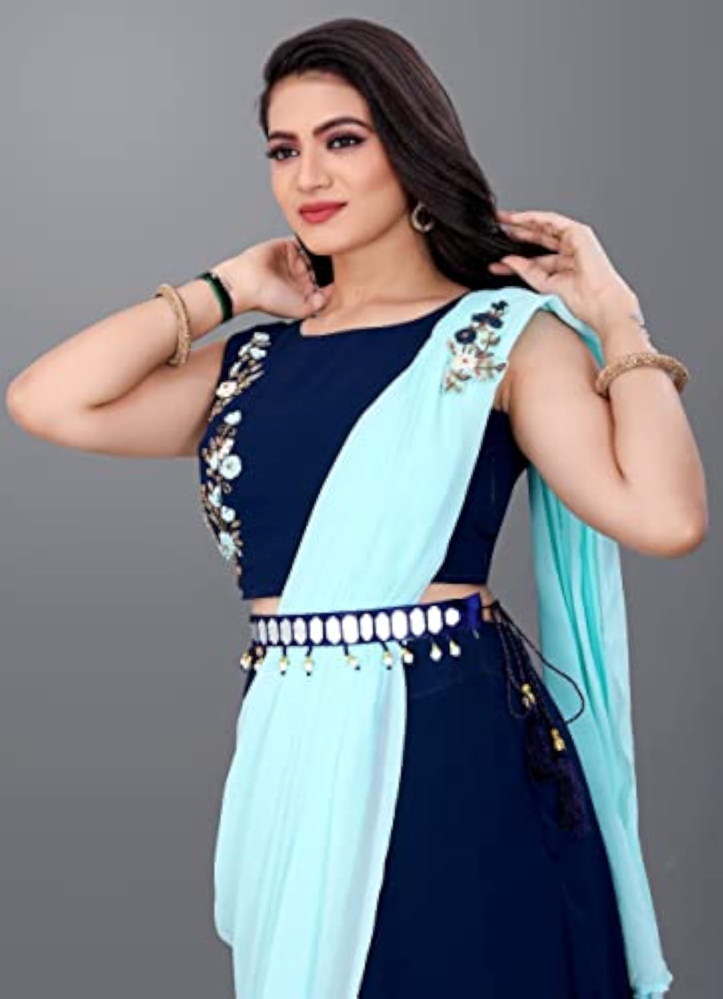 Women's Traditional Mirror Work Kamarpatta Waist Chain, Elegant