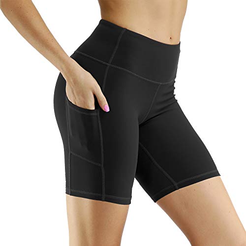 CQC Women's High Waist Yoga Shorts Compression Workout Running Bike Shorts Side Pockets Black XXL - Thumbnail 5