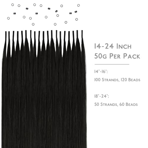 Image of WENNALIFE I Tip Hair Extensions Human Hair, 50g 50s 18 Inch Natural Black Remy Itip Human Hair Extensions Invisible Itips Straight I Tips Fusion Extensions Real Human Hair