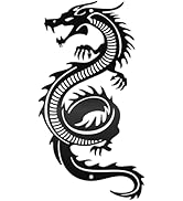 CREATCABIN Décoration Murale en Métal Dragon en Fer Noir-Sculpture Dragon Chinois Japonais Suspen...