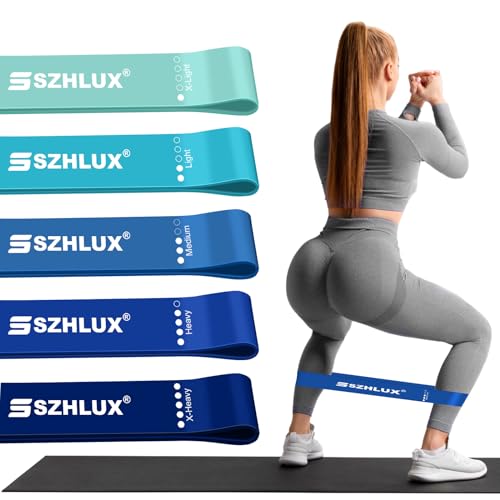 SZHLUX Resistance Bands Set with Instruction Guide and Carry Bag, Versatile for Body Sculpting, Strength Training, and Rehabilitation-Set of 5 (Blue)