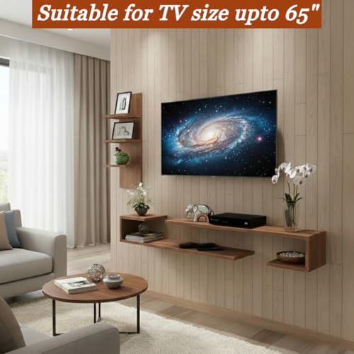 Wudyhub Engineered Wood TV Entertainment Wall Unit | TV Stand | Wall Set Top Box Stand | TV Unit-01-Brown 3 41Ah1ePjfcL