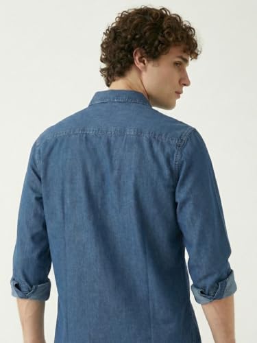 Image of Amazon Brand - INKAST Men Washed Cotton Twill Denim Casual Button Down Shirt | Full Sleeves | Regular Fit | Stylish Summer - Everyday Wear