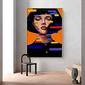 Amerikaanse Stijl Canvas Schilderij Wall Art Foto Kleurrijke Mode Vrouwen Poster Modern Abstract Decor-70×100 cm Frameloos