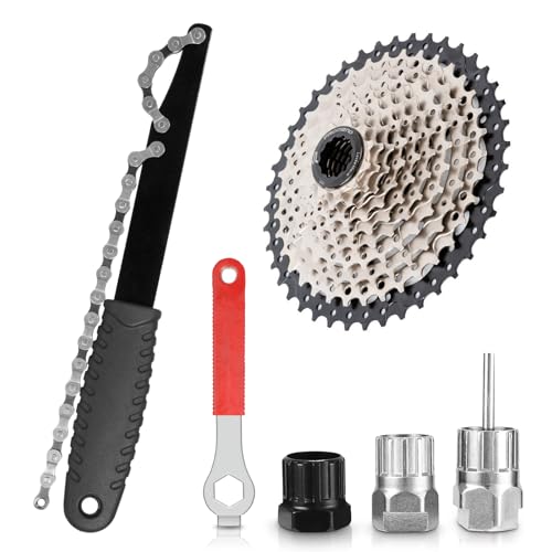 FERRGIA Juego de Extractor Manivela Bicicleta,5 Piezas General Herramienta de Eliminación de Cassette de Bicicleta,Extractor Cassette Bicicleta,para Instalar Desmontar los Piñones del Cassette