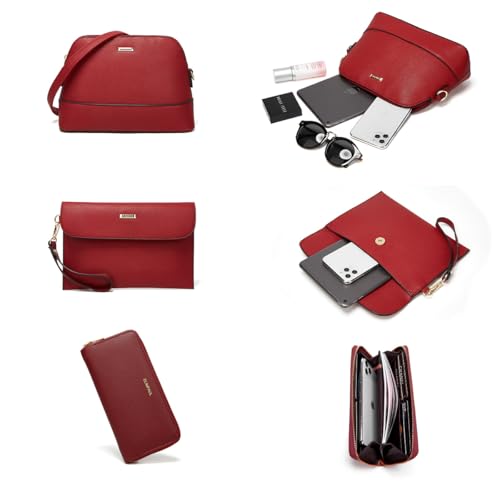 Image of Women Fashion Handbags Wallet Tote Bag Shoulder Bag Top Handle Satchel Purse Set 4pcs
