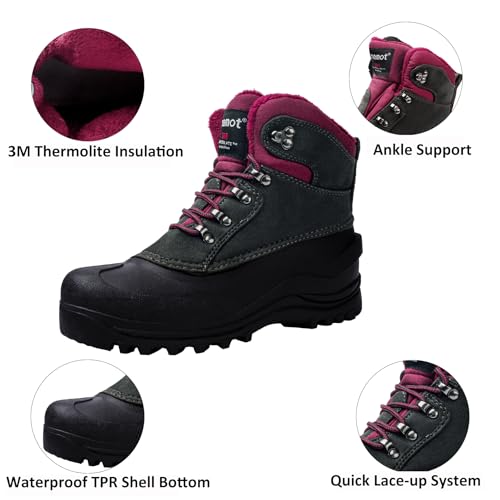 Image of riemot Men's Women's Winter Boots Waterproof Insulated Snow Shoes for Outdoor Walking Warm Lightweight Anti-Slip Ankle Boots