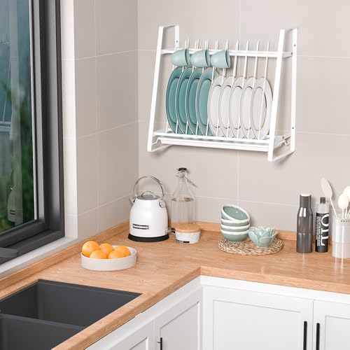 KOSIWU Dish Drying Rack with Drainboard, 11 Slots Upright — view 2