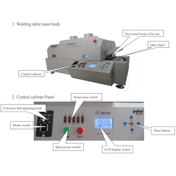 TECHTONGDA Infrared Reflow Oven 220V Professional Infrared Heater with 11.837.8in Soldering Area LCD Touch Display Hot Air Conveyor SMT Reflow Soldering Oven for PCB Welding