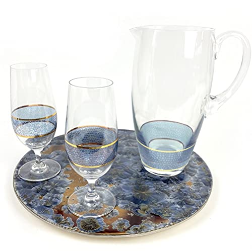 Vasos con tallo Panthera Michael Wainwright de cristal artístico índigo pack de 2 copas 4