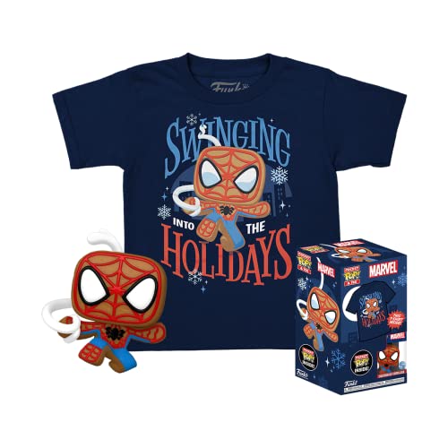 Funko Pocket POP! & Tee: Marvel, Spider-Man, Spidey, Gingerbread, for Children and Kids, Medium, T-Shirt
