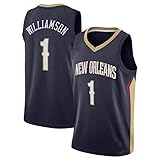 ♥ 100% recyceltes Polyester NBA New Orleans Pelicans #1, Zion Lateef Williamson Sommersport-NBA-Trikot, Basketball Uniformen Für Erwachsene ärmellose Unisex-Trainingssportkleidung,Black 1-S