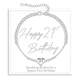 FENNELISA 21st Birthday Gifts for Her,Sterling Silver Heart Bracelet for Teenage Girls Thoughtful 21st Birthday Bracelet Gifts Ideas with Cards for Sister Friend Daughter Granddaughter