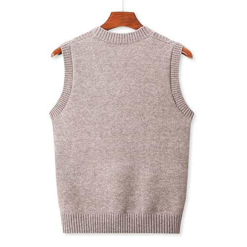 Men's Knitted Sweater Vest V-Neck Cable Knit Sleeveless Solid Color Business Outwear Tops3
