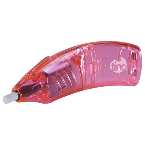 Tinc Handheld/Spinning Electric Eraser for Kids | for use at School or on Homework - Complete with 5 Refills | for Girls and Boys | Lightweight and Battery Operated - Pink Cover