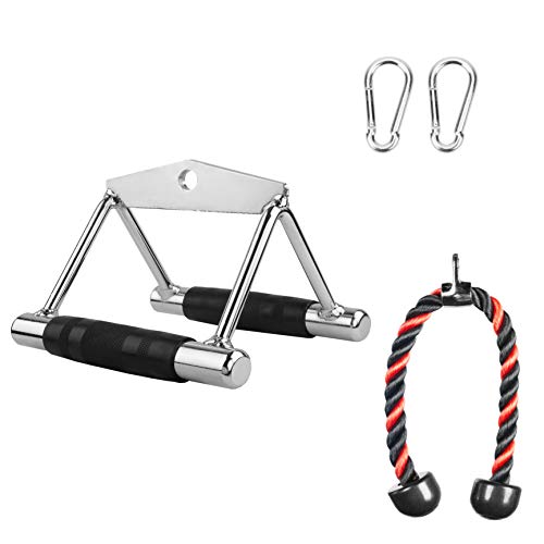 DNC Cable Machine Attachments for Gym, Pulldown Attachment Set with Exercise Handles, Weight Lifting Workout Accessories