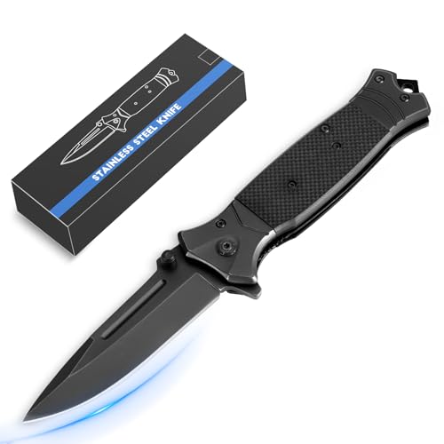 Rolgno Taschenmesser Klappmesser, Scharfes & Robustes Outdoor Messer 3Cr13 Edelstahl mit Taschenclip, Glasbrecher & Liner-Lock, Praktisches EDC Jagdmesser Survival Camping Messer für Männer Geschenk