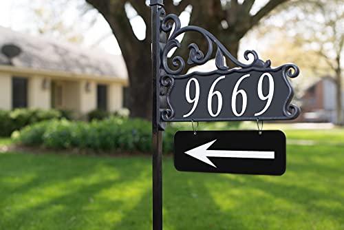 Address America Usa Handcrafted Boardwalk Ready To Install Home Address Sign, Customized Name And House Number Plates - Double-Sided, Reflective, Visible 47" Pole - Np #TOP4