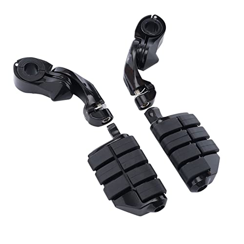 Highway Pegs Motorcycle Footpegs Foot Rest（Chrome）Fit For Harley Honda Road King Street Glide Yamaha Suzuki Engine Guard Kawasaki (Short Angled Style 4, Black) #TOP3