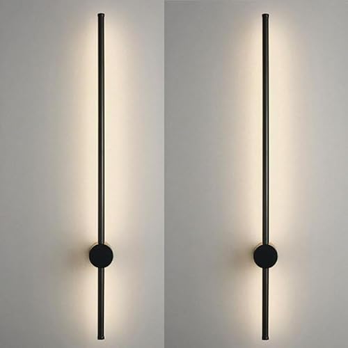 絶妙な壁ランプ ブラック バスルーム照明器具 350°回転可能 ゴールド 化粧台ライト LED モダン 壁取り付け用燭台 ブラッシュドオーバーミラー (色: 3色変更、サイズ 2個 100cm)