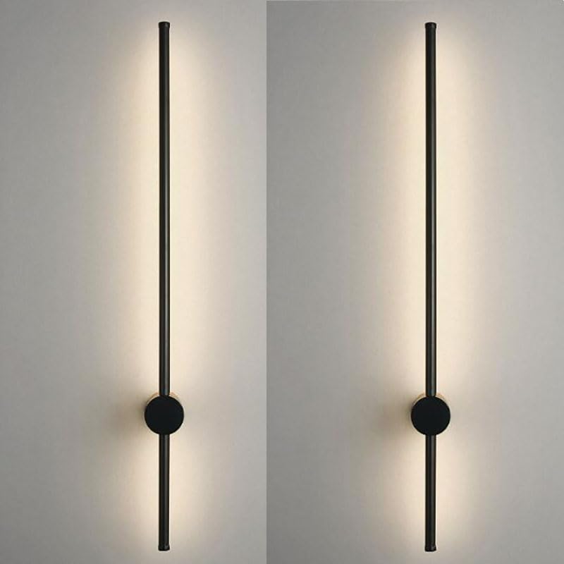 BAUFAS Black Bathroom Light Fixtures 350° Rotatable Gold Vanity Lights for Bathroom LED Modern Wall Sconce Brushed Bathroom Sconce Over Mirror (Color : 3 Color Change, Size : 2pcs Black 100cm)