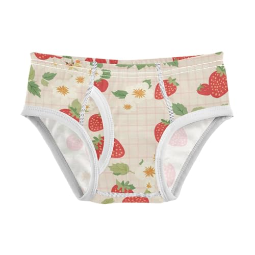 Strawberry Checkered Toddler Boys' Soft Kids Underwear Breathable Children Undies