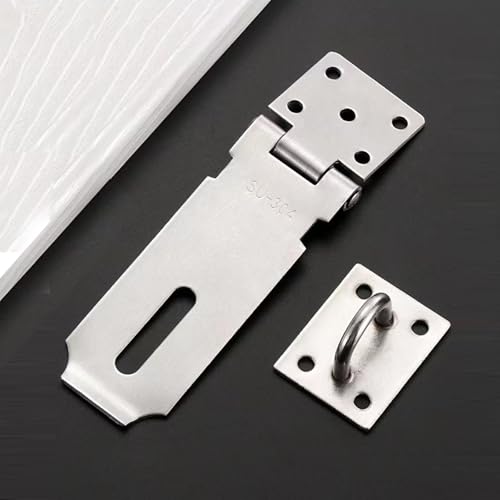 Image of 2Pcs Door Hasp Latch Lock,5 Inch 304 Stainless Steel Packlock Clasp Hasp Lock Latch with Screws for Cabinets, Closets