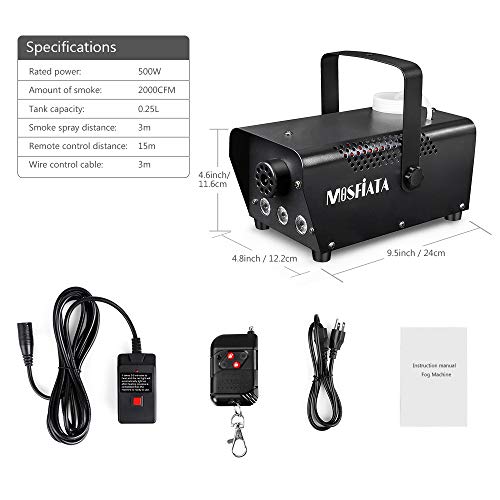 MOSFiATA Fog Machine with Controllable Lights, 500W Professional DJ LED Smoke Machine 3 Color Light with Wireless Remote Control and Wired Control 2000 CFM Huge Fog for Halloween Holidays Parties