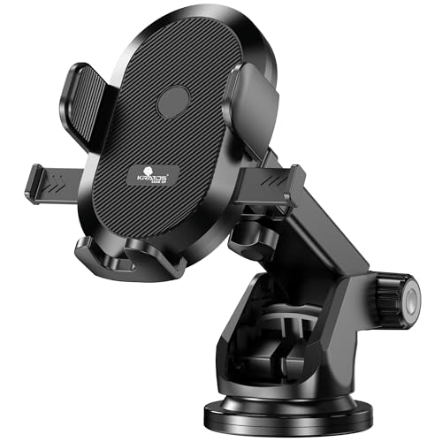 Kratos Grip X2 car Mobile Holder for Dashboard with 360 Degree Rotation Phone Holder in car with Quick Release Button, Strong Suction Cup Mount for Windshield & Dashboard, Mobile Holder for car