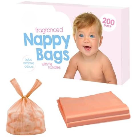 200 Fragranced Nappy Bags with Tie Handles Cover
