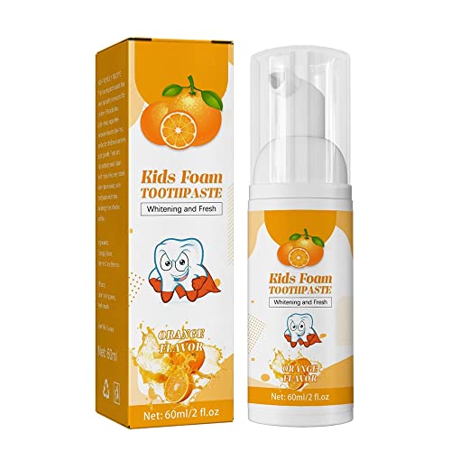 Dentifricio in schiuma per bambini al gusto di frutta, dentifricio sbiancante in schiuma di mousse, dentifricio anti-cavità naturale senza fluoro per cure odontoiatriche (Arancia)