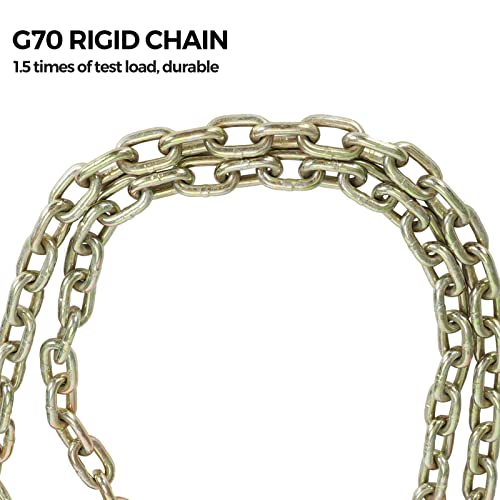 Gooeap G70 V-Chain Bridle W/Rtj Cluster Hooks & Grab Hooks, 3' Legs Tow Chain，Grade 70 Standard Length，4700 Pound Safe Working Load #TOP4