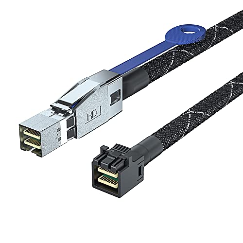 10Gtek SFF-8644 to SFF-8643 Mini SAS HD Hybrid Cable, 12Gbps SAS 3.0 Adapter for RAID/Data Center/Workstation/Desktop, 100-Ohm, 0.5m/1.6ft