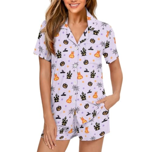 Image of Women's Short Sleeve Sleepwear Pajamas Nightwear with Pockets | skin-friendly breathable material resists pilling fading and deformation after repeated washing