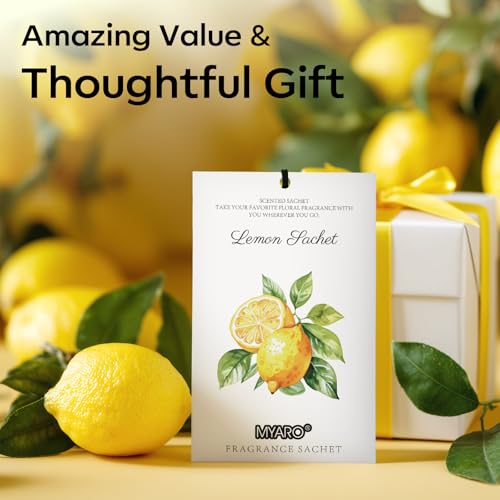 Image of MYARO 12 Packs Lemon Scented Sachets for Drawer Closet Bathroom Odor Eliminator - Fresh Home Fragrance Car Air Frehener
