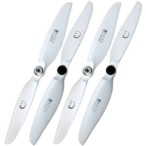 XOAR 9450 White Wood RC Quadcopter Self-Tightening Propellers 2CW/2CCW with Adapters for DJI Phantom 4, Phantom 3 Standard, Advanced, Professional, Phantom 2 Vision, E300 Upgrade (2 Pairs) (White)
