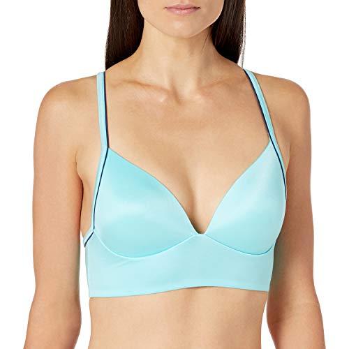 Amazon Brand - Mae Women's Longline Lounge Light Support Bralette (for A-C cups), Aqua, Small