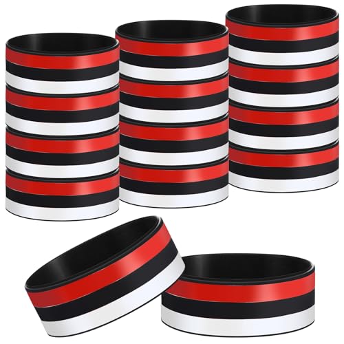 Zeyune 24 Pcs Cartoon Animation Silicone Bracelets Gifts Bulk Cartoon Red White Black Wristbands Red Ball Rubber Elastic Bracelets for Classroom Prize Stuffer Birthday Graduation Gifts