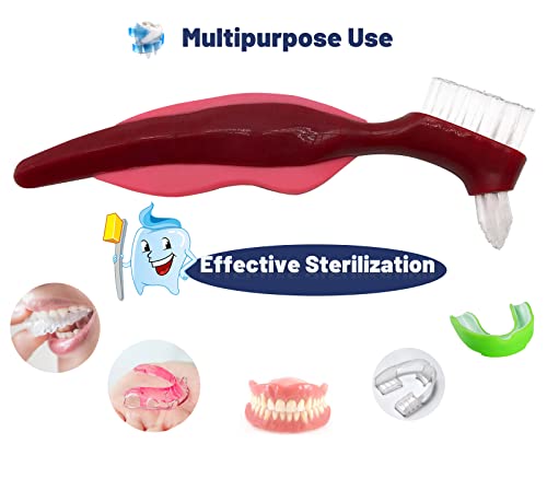 Premium Hard Denture Brush Toothbrush, Cleaning Brush, Multi-Layered Bristles & Portable Denture Double Sided Brush, Denture Care(Pack Of 3) #TOP2
