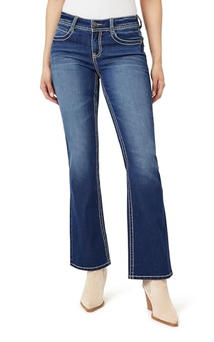 WallFlower Women's Feisty Curvy Low Rise Slim Flare Insta Stretch Juniors Jeans