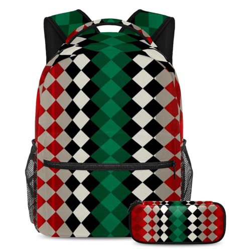 Cartables grande capacité lot de 2 avec trousse motif drapeau artistique pour étudiants