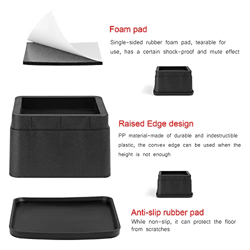 Möbelerhöhung Schwarz - Stuhlbeinheber 4x5cm Für Tische, Betten & Sofas