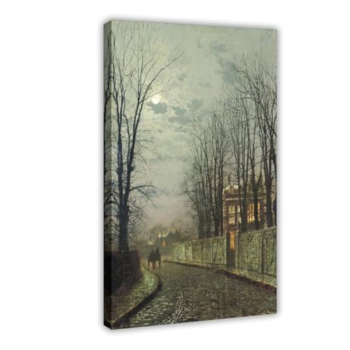 Impression sur toile lune hivernale John Atkinson Grimshaw | Cadre mural 20x30 cm